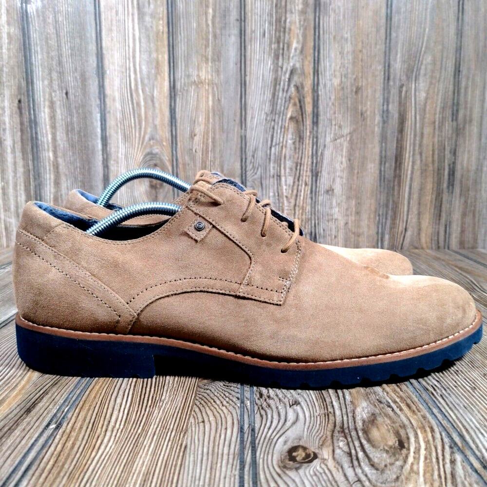 Rockport Men Tan Oxford Suede Leather Casual Dress Casual Shoes Sz 12M K74186‎